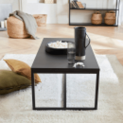 Mesa de centro metálica, Industrielle, Preto, 100x50x36 cm