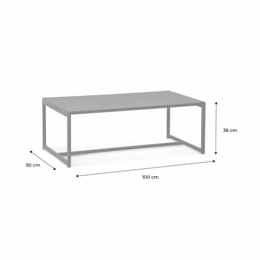 Mesa de centro metálica, Industrielle, Preto, 100x50x36 cm