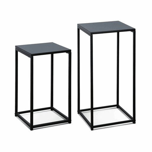 Mesa estilo industrial, set de 2, Industrielle, Preto, 34x34x74 cm