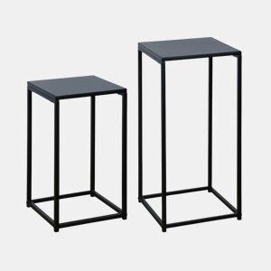 Mesa estilo industrial, set de 2, Industrielle, Preto, 34x34x74 cm