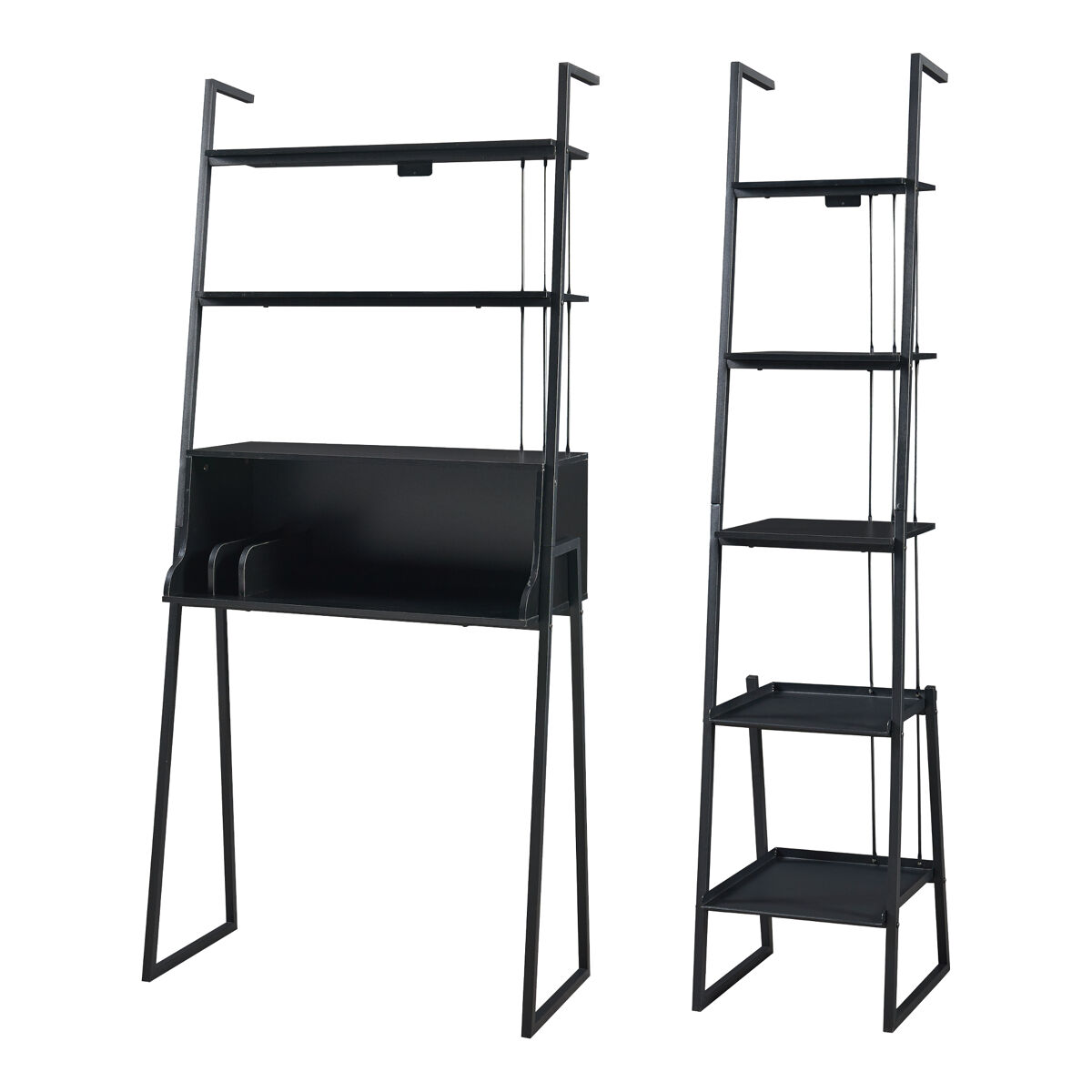 Set de muebles 'storfjord' 2 piezas: 1x escritorio 1x estantería metal - negro [en.casa]