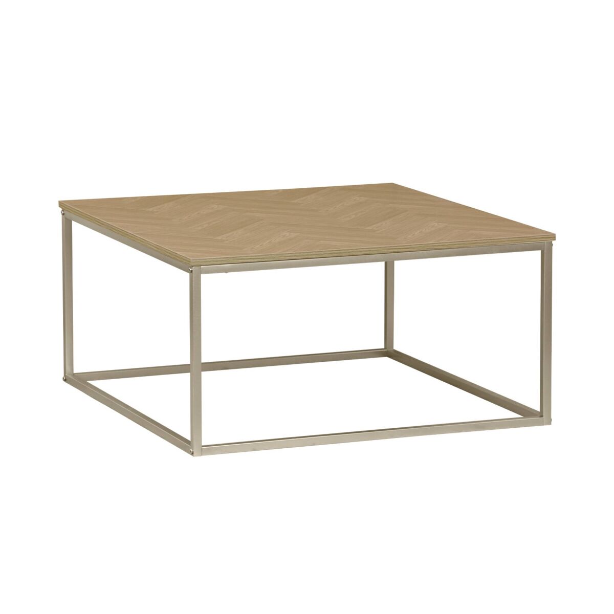 Mesa de centro de efecto madera con dibujo de espiga