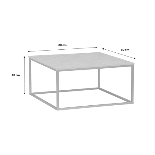 Mesa de centro com efeito de madeira de espinha de peixe, Budapest, Natural, 80x80x40 cm
