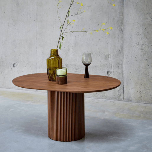 Mesa de centro oblonga com efeito de madeira, Faro, Madeira de nogueira, 90x60x45 cm
