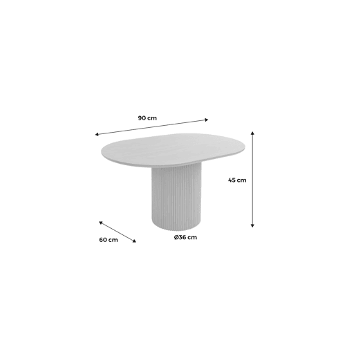 Mesa de centro oblonga com efeito de madeira, Faro, Madeira de nogueira, 90x60x45 cm