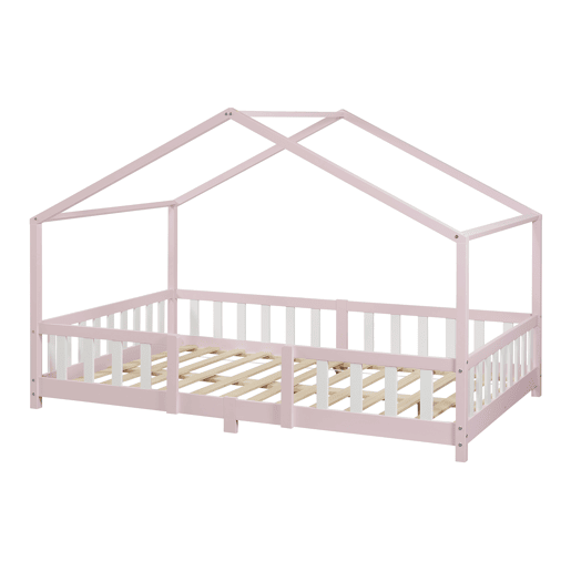 Cama de criança Treviolo em forma de casa de pinho 140x200 cm - Rosa en.casa