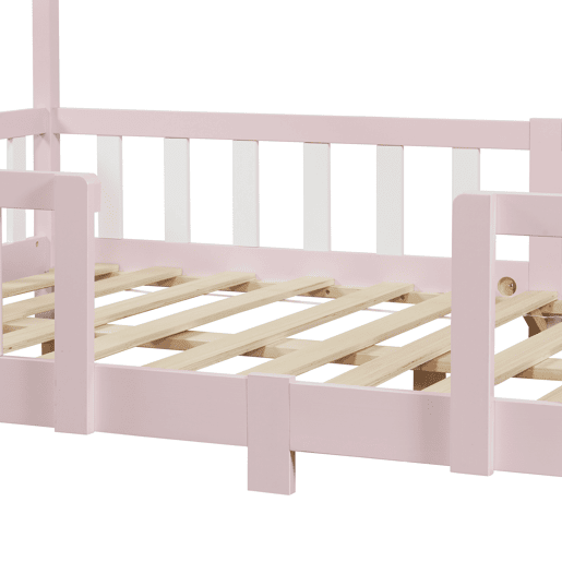 Cama de criança Treviolo em forma de casa de pinho 140x200 cm - Rosa en.casa
