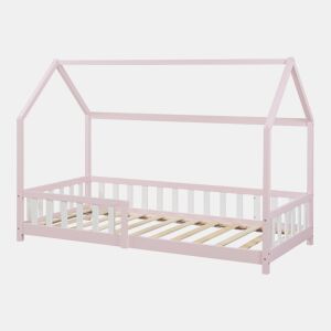 Cama de criança Hesel em forma de casa de pinho com grelha 90x200cm - Rosa en.casa