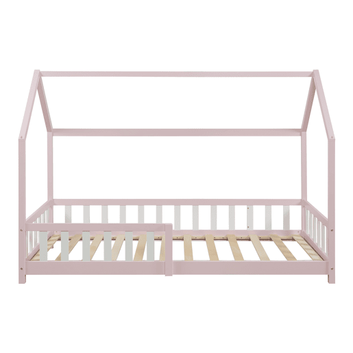 Cama de criança Hesel em forma de casa de pinho com grelha 90x200cm - Rosa en.casa