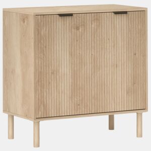HOMCOM Aparador de Sala de Estar Aparador com Prateleira Ajustável 2 Portas Sistema Anti-Tombo e Pés de Madeira de Pinho para Sala de Jantar Corredor 78x40x77,5 cm Carvalho