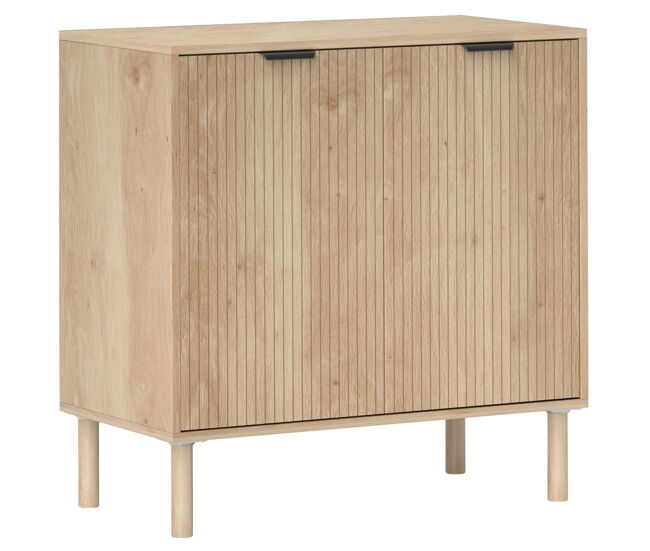 Homcom aparador de salón aparador con estante ajustable 2 puertas sistema anti-vuelco y patas de madera de pino para comedor pasillo 78x40x77,5 cm