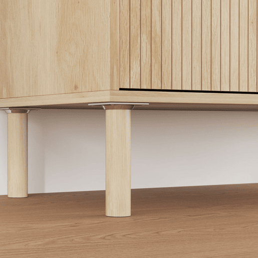HOMCOM Aparador de Sala de Estar Aparador com Prateleira Ajustável 2 Portas Sistema Anti-Tombo e Pés de Madeira de Pinho para Sala de Jantar Corredor 78x40x77,5 cm Carvalho