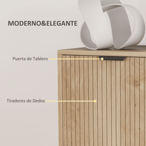 HOMCOM Aparador de Sala de Estar Aparador com Prateleira Ajustável 2 Portas Sistema Anti-Tombo e Pés de Madeira de Pinho para Sala de Jantar Corredor 78x40x77,5 cm Carvalho