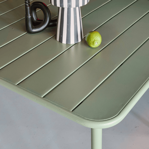 Mesa de jardim metálica de 6-8 lugares, Amelia 160cm, Verde, 160x90x72.5 cm