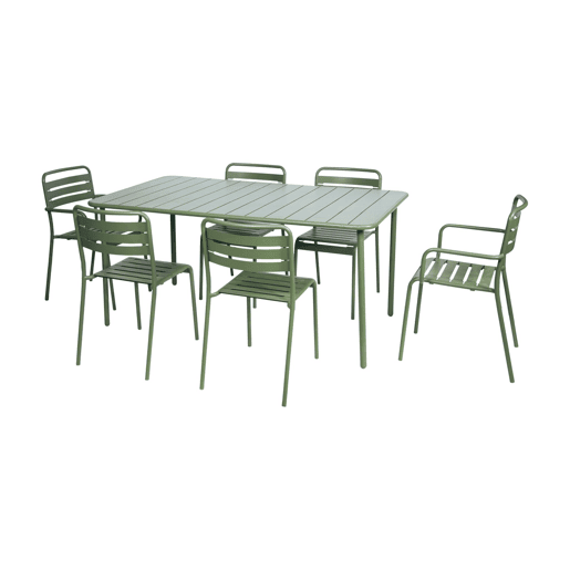 Mesa de jardim metálica de 6-8 lugares, Amelia 160cm, Verde, 160x90x72.5 cm