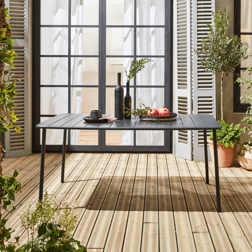 Mesa de jardim metálica de 6-8 lugares, Amelia 160cm, Antracite, 160x90x72.5 cm