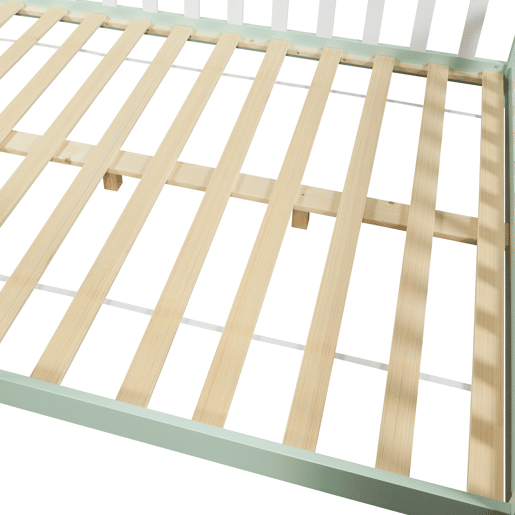 Cama de criança Hesel em forma de casa de pinho com grelha 120x200cm - Verde menta en.casa