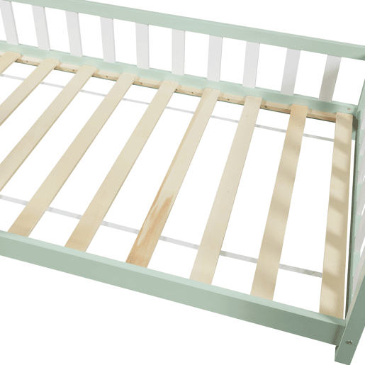Cama de criança Hesel em forma de casa com grelha e colchão 90x200cm - Verde menta en.casa