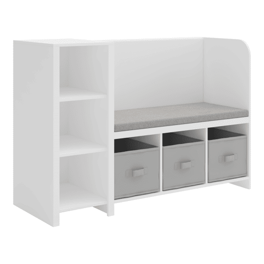 Estante de livros para crianças com banco Høylandet 76x112x40 cm - BrancoCinza pt.home.