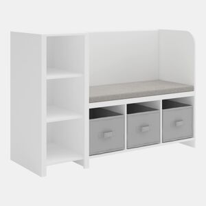 Estante de livros para crianças com banco Høylandet 76x112x40 cm - BrancoCinza pt.home.