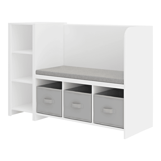 Estante de livros para crianças com banco Høylandet 76x112x40 cm - BrancoCinza pt.home.