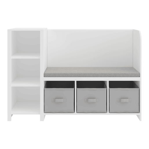 Estante de livros para crianças com banco Høylandet 76x112x40 cm - BrancoCinza pt.home.
