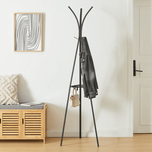 Bengaleiro de pé Vevelstad 181x53x53 cm aço - Preto en.casa