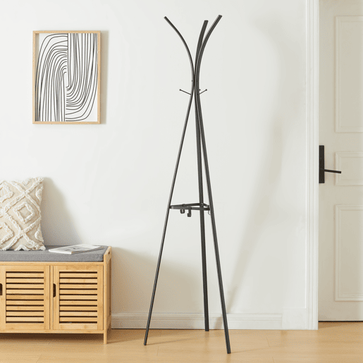 Bengaleiro de pé Vevelstad 181x53x53 cm aço - Preto en.casa