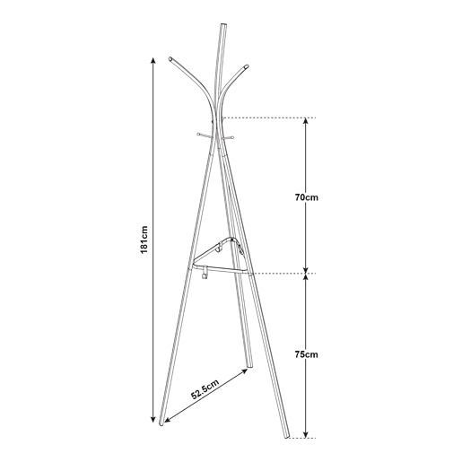 Bengaleiro de pé Vevelstad 181x53x53 cm aço - Preto en.casa
