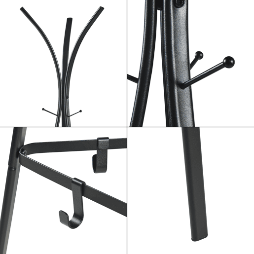 Bengaleiro de pé Vevelstad 181x53x53 cm aço - Preto en.casa