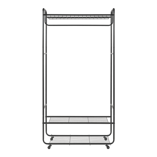 Bengaleiro Vestvågøy com 3 prateleiras em aço 176x90x40cm - Preto en.casa