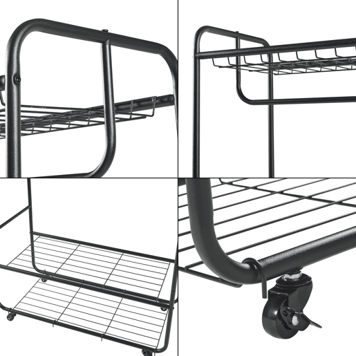 Bengaleiro Vestvågøy com 3 prateleiras em aço 176x90x40cm - Preto en.casa