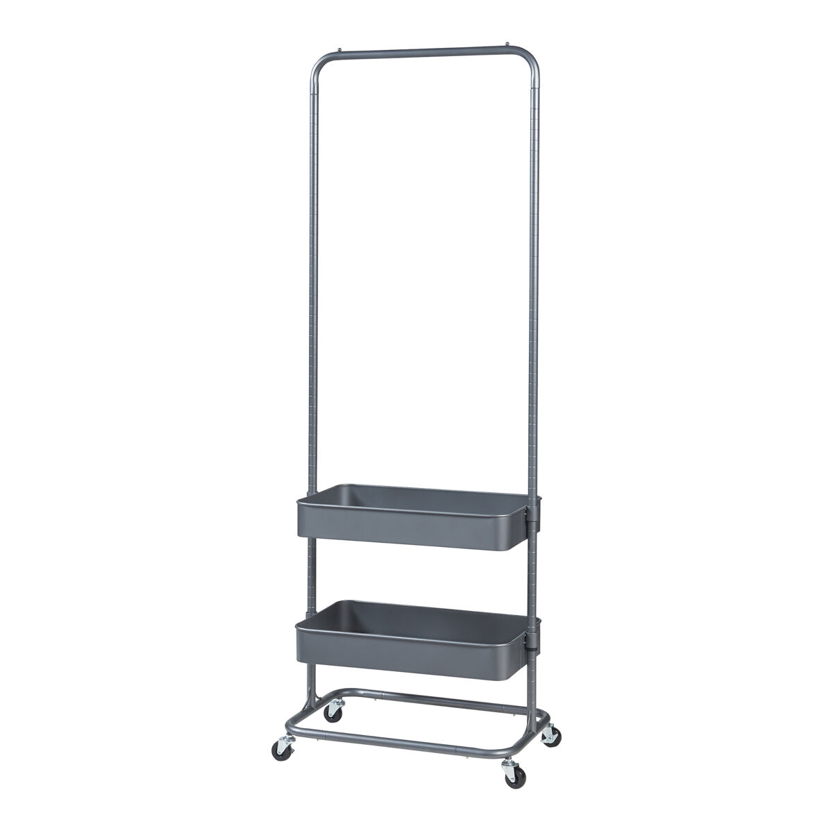 Perchero burro kumad con ruedas 2 cajas metal 175x58x36cm - gris oscuro [en.casa]