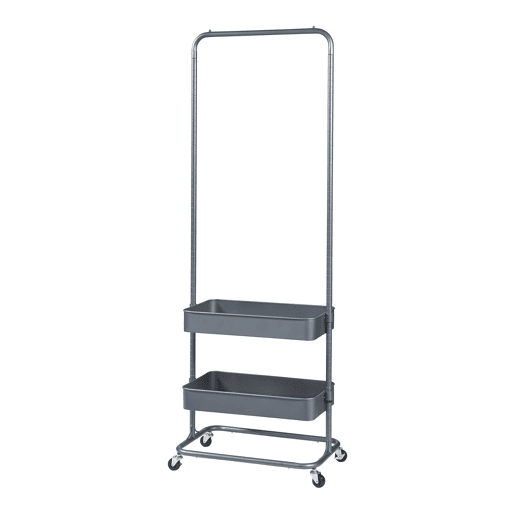 Bengaleiro Kumad com rodas 2 caixas metálicas 175x58x36cm - Cinzento escuro en.casa
