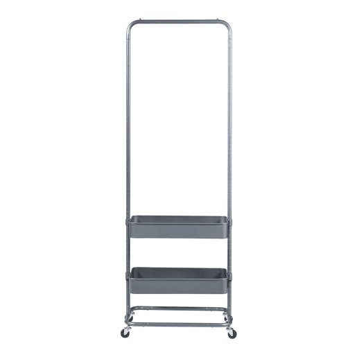 Bengaleiro Kumad com rodas 2 caixas metálicas 175x58x36cm - Cinzento escuro en.casa