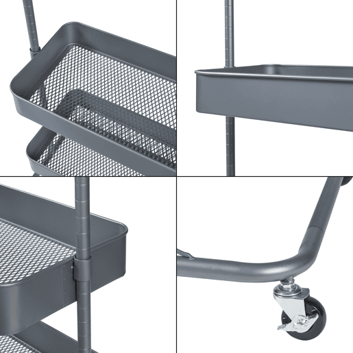 Bengaleiro Kumad com rodas 2 caixas metálicas 175x58x36cm - Cinzento escuro en.casa