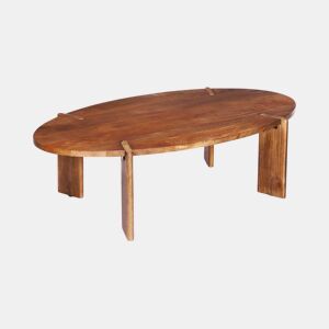 Mesa de centro oval em madeira de manga maciça, Reva, Madeira de nogueira, 120x65x36 cm