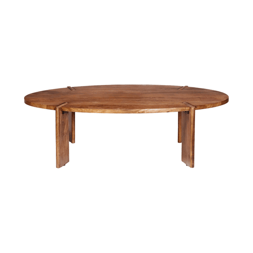 Mesa de centro oval em madeira de manga maciça, Reva, Madeira de nogueira, 120x65x36 cm