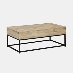 Mesa de centro com efeito madeira e tampo elevável, Loft, Natural, 100x55x40.5 cm
