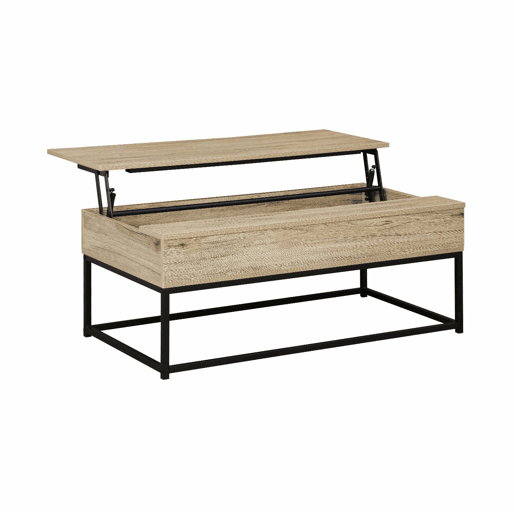 Mesa de centro com efeito madeira e tampo elevável, Loft, Natural, 100x55x40.5 cm Mesa de centro com efeito madeira e tampo elevável, Loft, Natural, 100x55x40.5 cm
