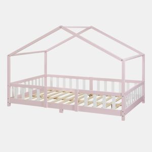 Cama de criança Treviolo forma de casa pinho + colchão 120x200 cm - Rosa en.casa