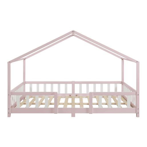 Cama de criança Treviolo forma de casa pinho + colchão 120x200cm - Rosa en.casa
