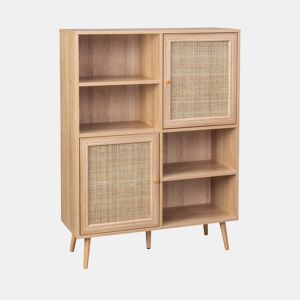 Aparador em cana e com efeito de madeira, 101.5cm, Boheme, Natural, 90x33x120 cm