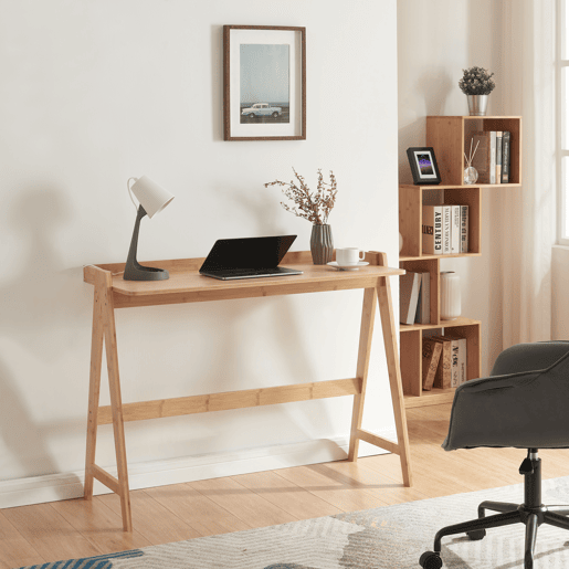Secretária Härryda com anti-queda bambu 107x47x81cm - Natural en.casa