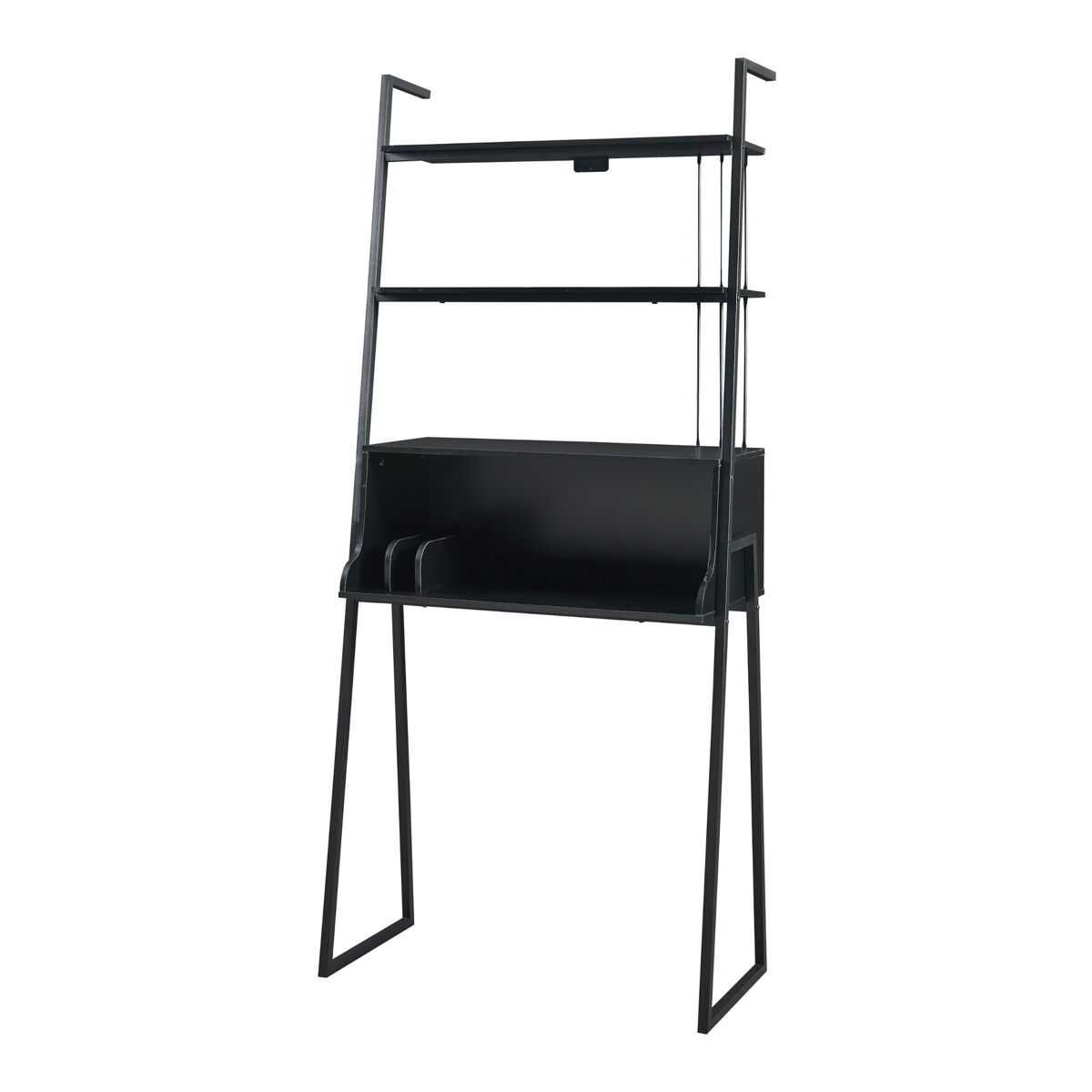 Escritorio storfjord con estantería escalonada 184x80x40cm - negro [en.casa]