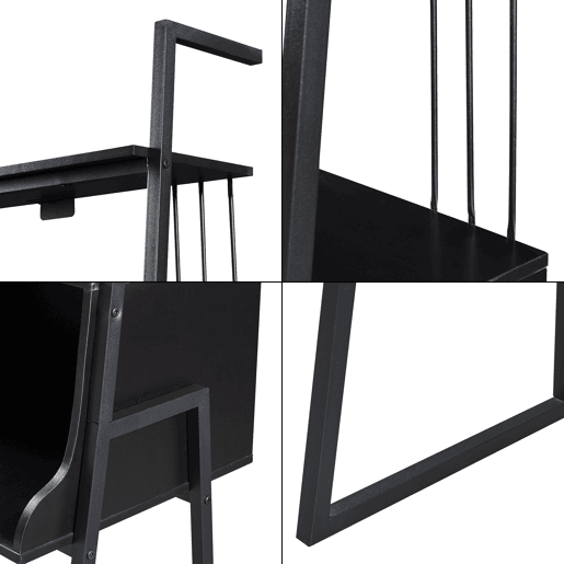 Secretária Storfjord com prateleiras em camadas 184x80x40cm - Preto en.casa