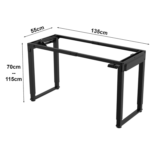 Estrutura de secretária Kirkkonummi ajustável em altura em aço 135x55cm - Preto pro.tec