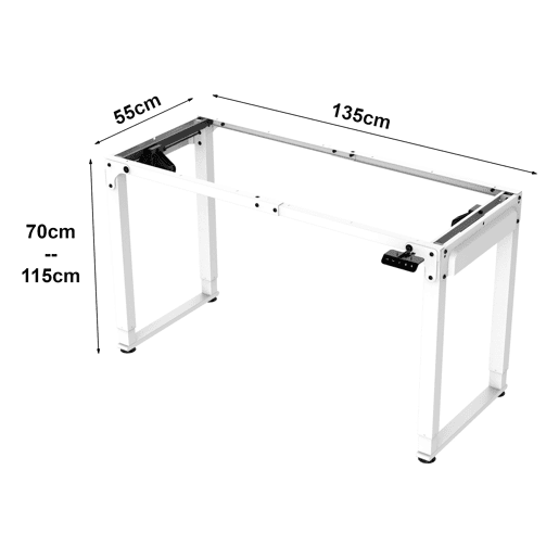 Estrutura de secretária Kirkkonummi ajustável em altura em aço 135x55cm - Branco pro.tec