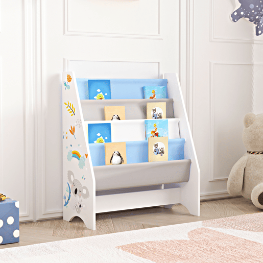 Estante para crianças Fisterra de 4 níveis motivo koala aglomeradotela 74 x 62 x 29 cm multicolor en.casa