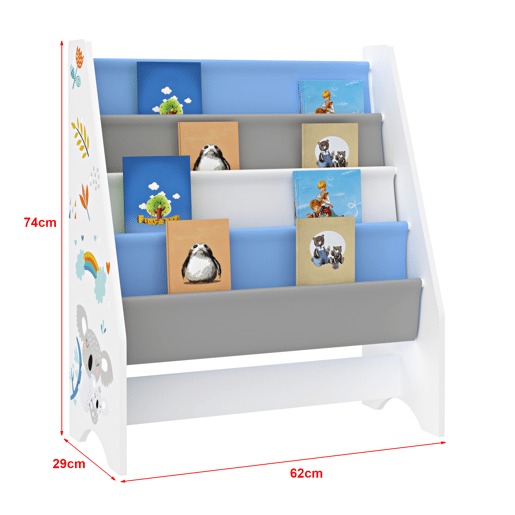 Estante para crianças Fisterra de 4 níveis motivo koala aglomeradotela 74 x 62 x 29 cm multicolor en.casa